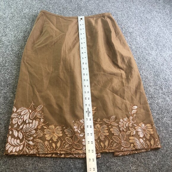 Lela Rose 100% Wool Skirt Womens 4 Brown Floral Lace A Line Lagenlook Minimalist - Picture 5 of 11